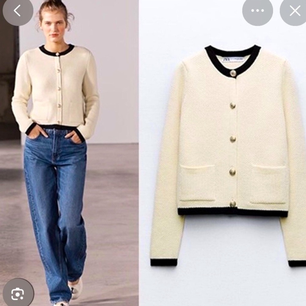 ZARA Gold Button Knit Cardigan S